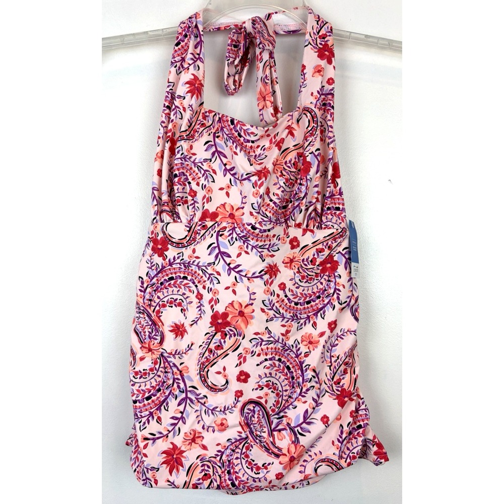 Lands End Tankini Swim Top Womens 4 Floral Pink Tankini Vacation Cruise New